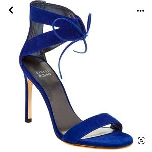 Stuart Weitzman Tynela Ankle Tie High Heel in Sapphire, Sz 8.5